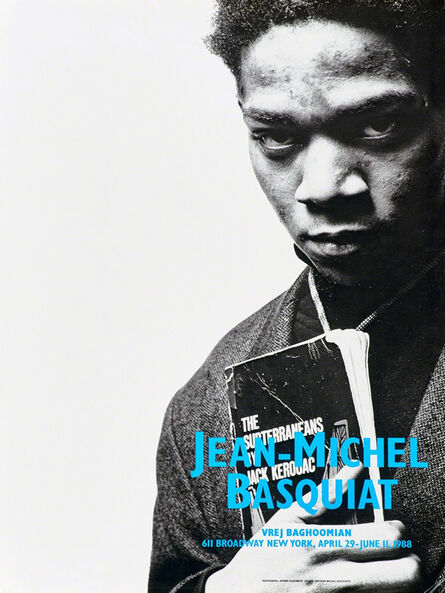 Jean-Michel Basquiat, ‘Basquiat Vrej Baghoomian exhibition poster (Basquiat portrait with Jack Kerouac)’, 1988