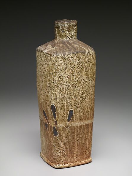 Randy Johnston, ‘Square vase, shino glaze over iron slip with brushwork’, 2015