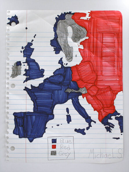 Michael Scoggins, ‘Blue, Red, Grey Map (Europe)’, 2007