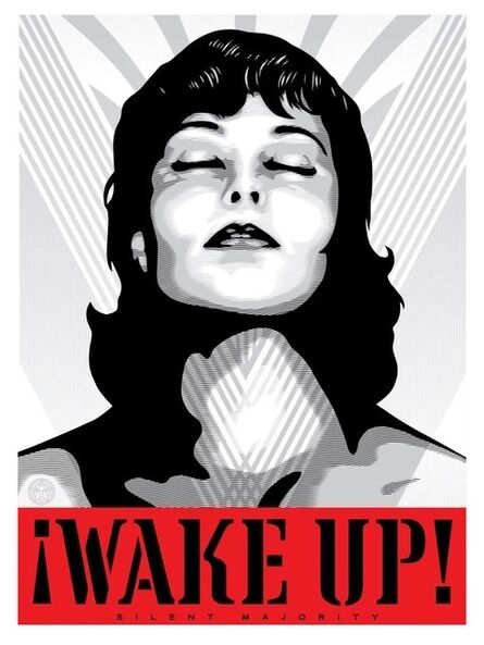 Shepard Fairey, ‘Wake Up! (Silver)’, 2017