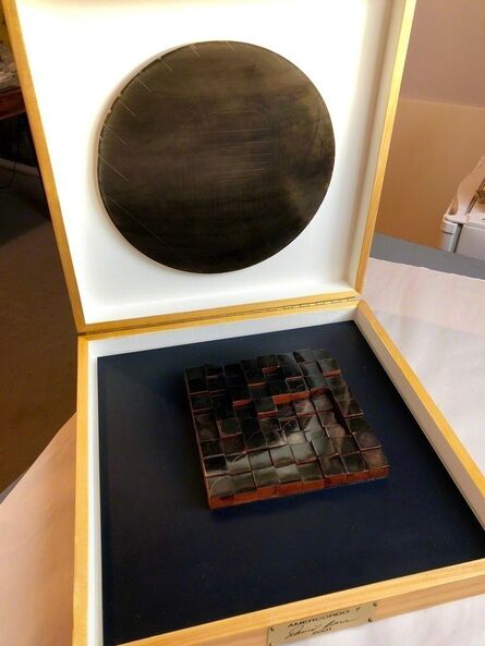 David Barr, ‘Modernist Detroit Table Sculpture Wood Collage Box Assemblage Americordo Copper’, 1990-1999