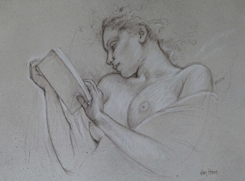 Francine Van Hove, ‘Que lit-elle ?’, 2009, Drawing, Collage or other Work on Paper, Pencil with highlights of white pastel on paper, Jean-Marie Oger 