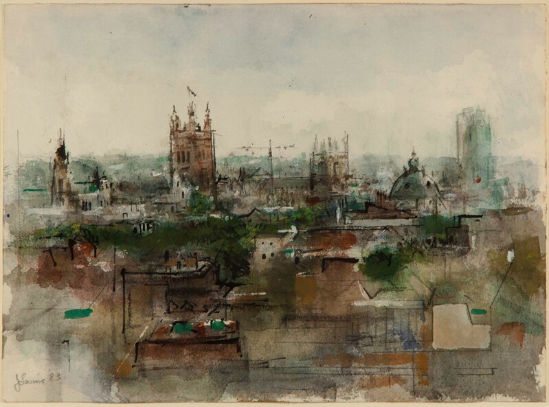 Jack Levine, ‘Parliament from Picadilly Hotel’, 1983, Drawing, Collage or other Work on Paper, Watercolor on paper, ACA Galleries
