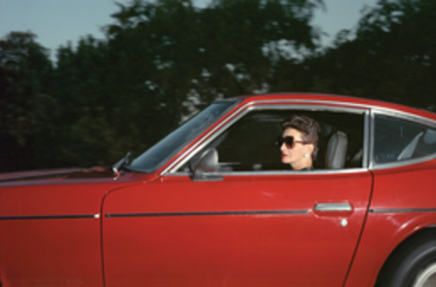 Woman wheeling down Sunset Boulevard at 34 mph in Beverly Hills on an afternoon in the summer of 1990
