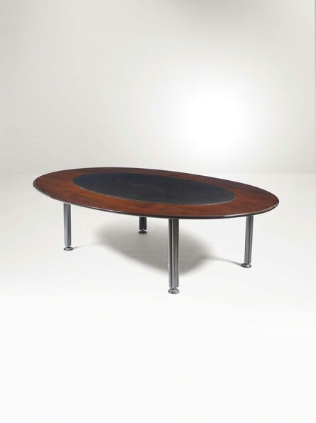 Luigi Caccia Dominioni, ‘A T17 table with a metal structure and a wooden top with a leather insert’, 1972