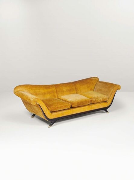 In the style of Guglielmo Ulrich, ‘A sofa with a wooden structure and fabric upholstery’, 1950 ca.