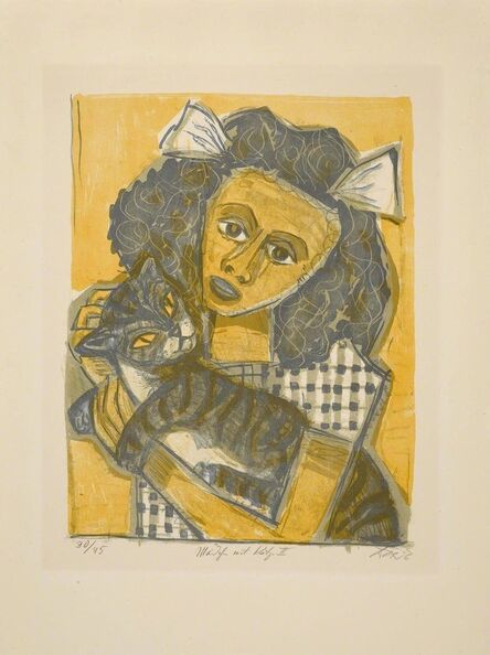 Otto Dix, ‘Mädchen mit Katze II’, 1956
