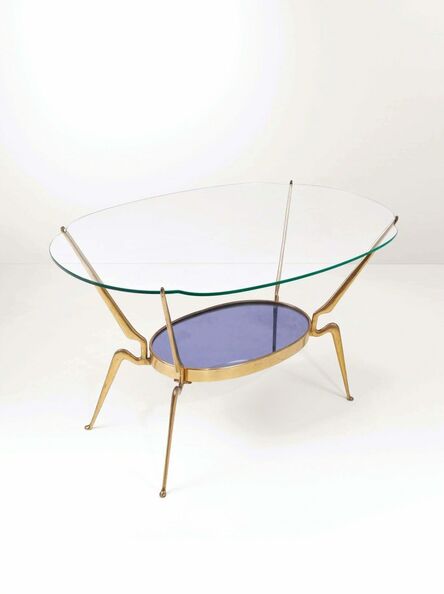 Cesare Lacca, ‘A table with a brass structure, one top in cut glass, the other in cut and mirrored coloured glass’, 1950 ca.