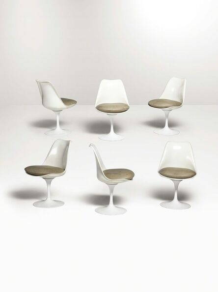 Eero Saarinen, ‘Six Tulip 151C chairs in fiberglass with leather seats’, 1970 ca.