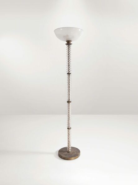 Barovier & Toso, ‘A floor lamp with a metal base, glass and brass structure and glass diffuser’, 1930 ca.