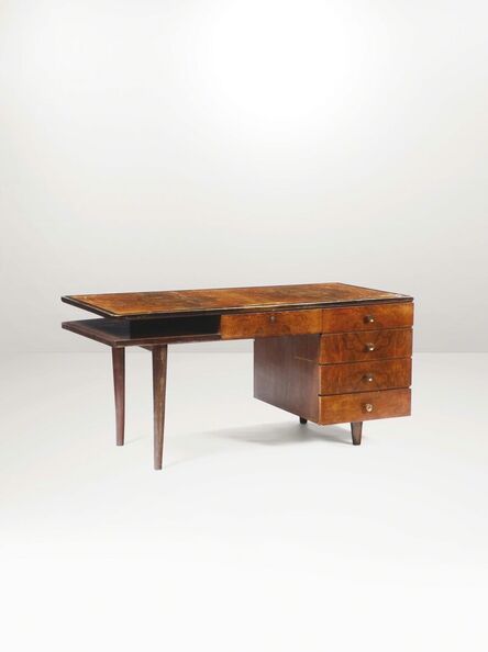 ‘A desk with a wooden structure and brass details’, 1930 ca.
