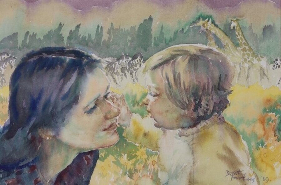 Mother and child in safari
