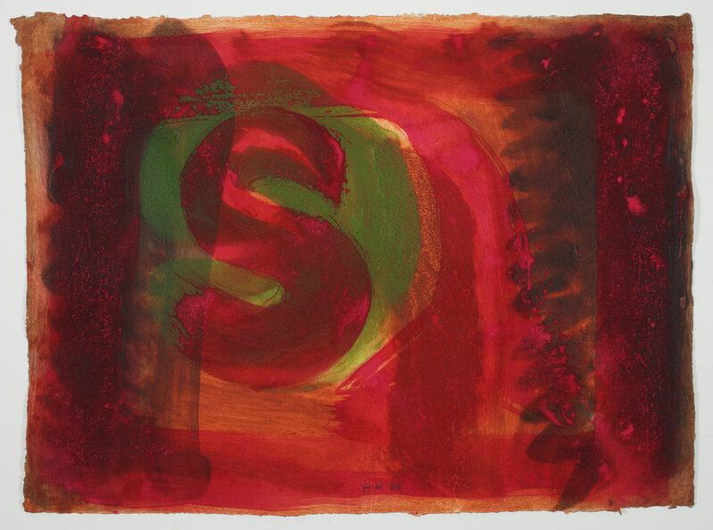 Howard Hodgkin, ‘Listening Ear (also called Red Listening Ear)’, 1986, Print, Intaglio print with carborundum from three aluminium plates printed in two shades of black and two shades of red ochre and chrome yellow (mixed), with hand colouring in alizarin red egg tempera. On TH Saunders NOT paper (240 gsm), Bernard Jacobson Gallery