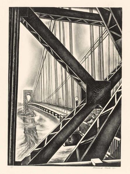 Howard Cook, ‘George Washington Bridge With "B" (D. 156)’, 1931