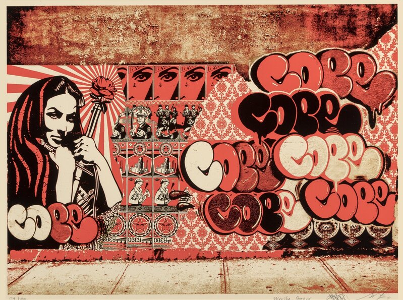 Shepard Fairey, ‘Obey X Cope2 X Cooper’, 2011, Print, Screenprint in colors on speckled cream paper, Heritage Auctions