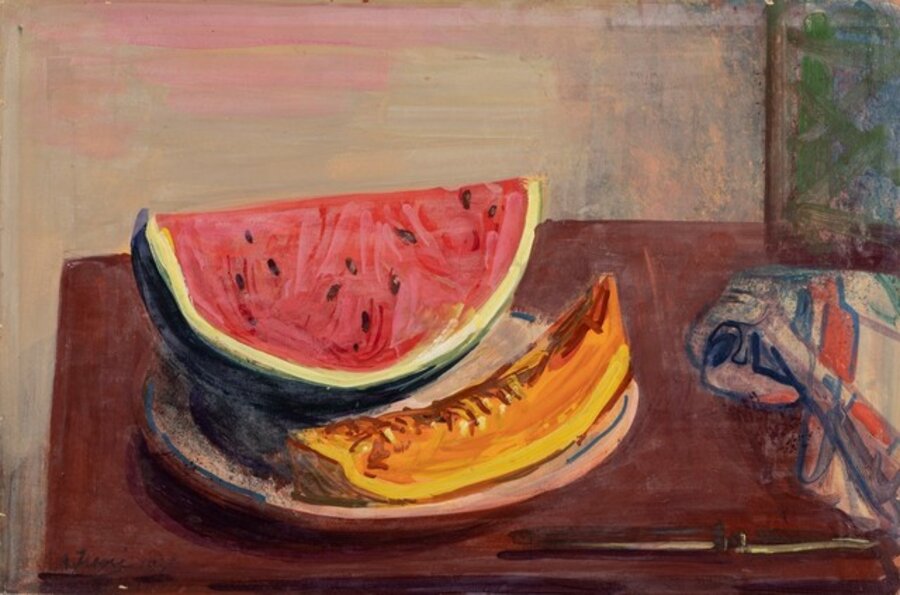 Natura morta con anguria e melone