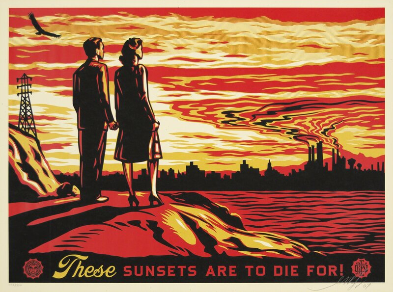 Shepard Fairey, ‘Sunsets To Die For’, 2007, Print, Screenprint on paper, Heather James Fine Art Gallery Auction