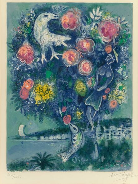 After Marc Chagall, ‘Angel Bay with Bouquet of Roses, from Nice and the Cote d'Azur’, 1967