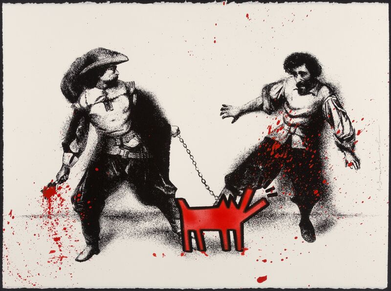Mr. Brainwash, ‘Watch Out! (Red)’, 2019, Print, Screenprint in colors with hand finished spray paint and stencil on wove paper, Heritage Auctions