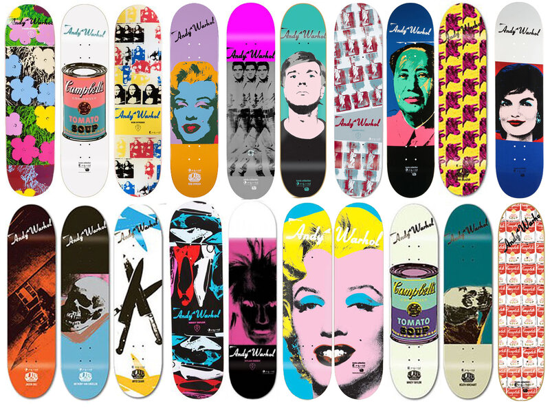 Andy Warhol, ‘Collection of 20 skateboard decks’, 2010-2015, Ephemera or Merchandise, Screenprint on skateboard decks, EHC Fine Art