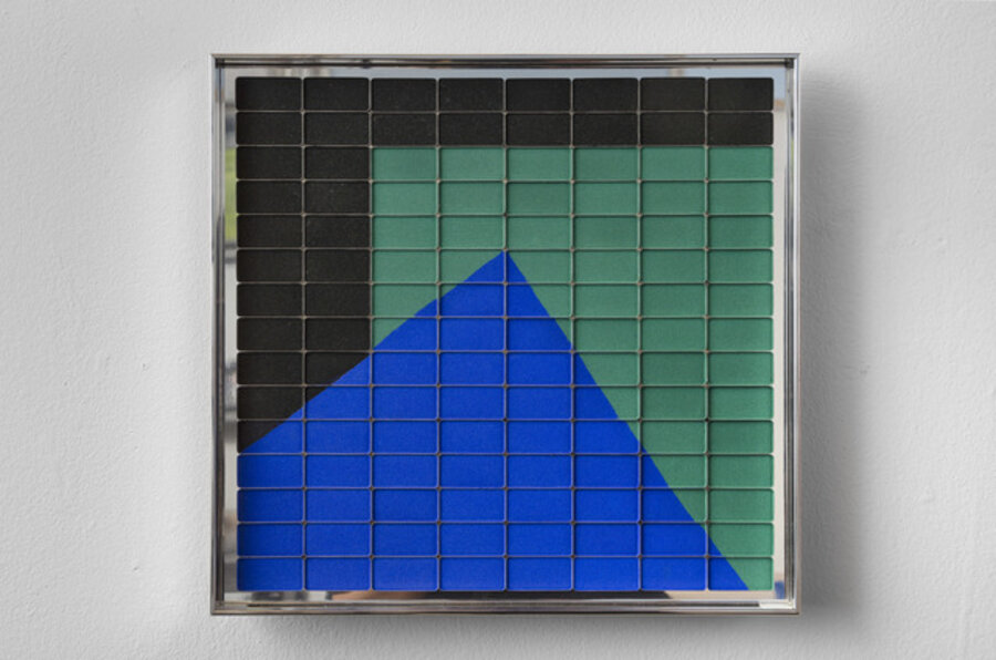 Untitled (Colliding Squares: Green, Black, Blue)