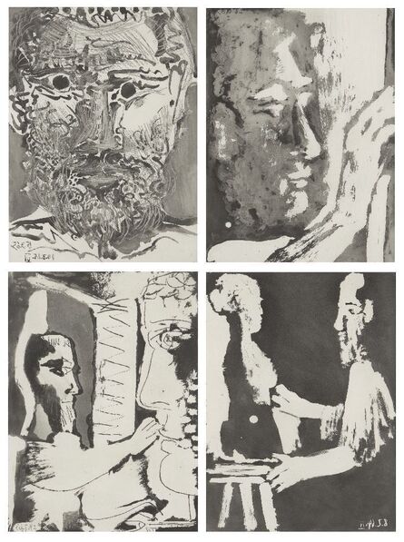 Pablo Picasso, ‘Sable Mouvant: Tête d'Homme barbu, Sculpteur et Sculpture, Sculpteur au travail, Sculpteur’, 1966