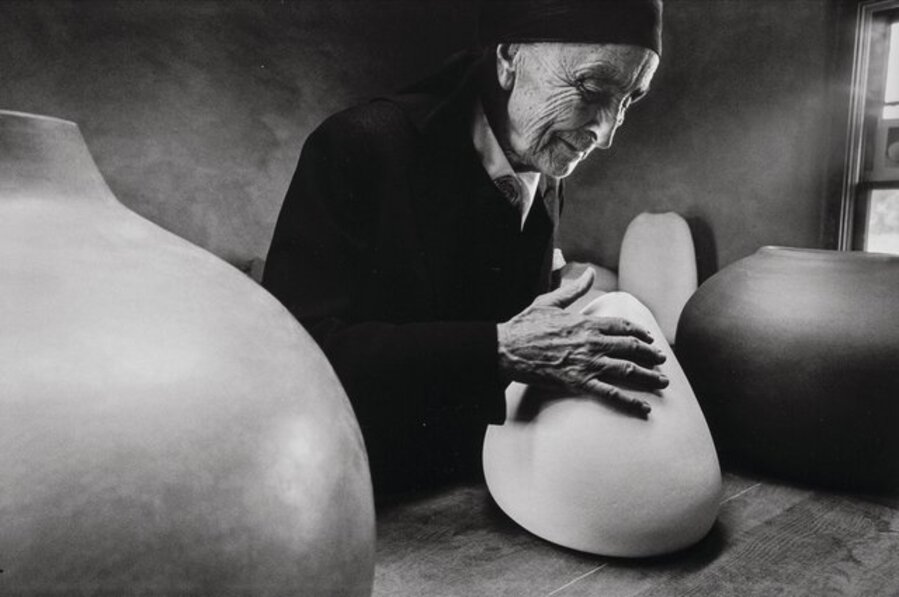 Georgia O'Keefe at the Ghost Ranch with Pots by Juan Hamilton