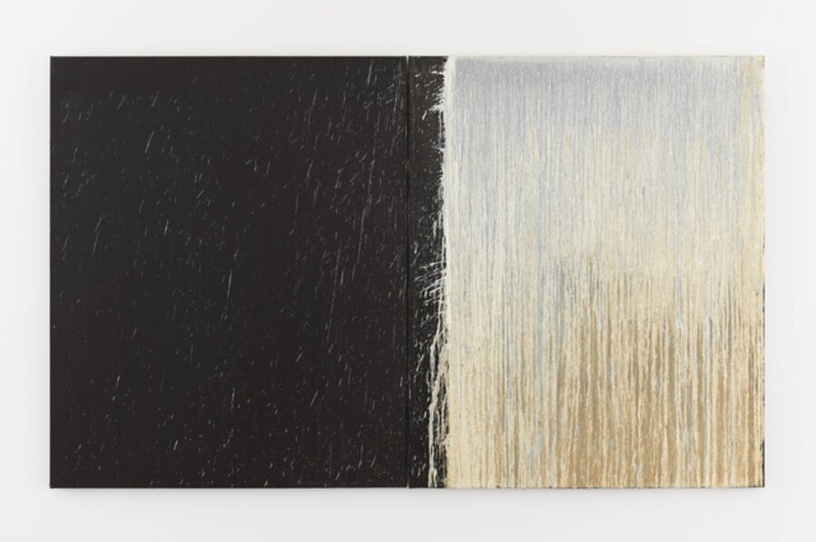 White and Black Diptych with White Splashes