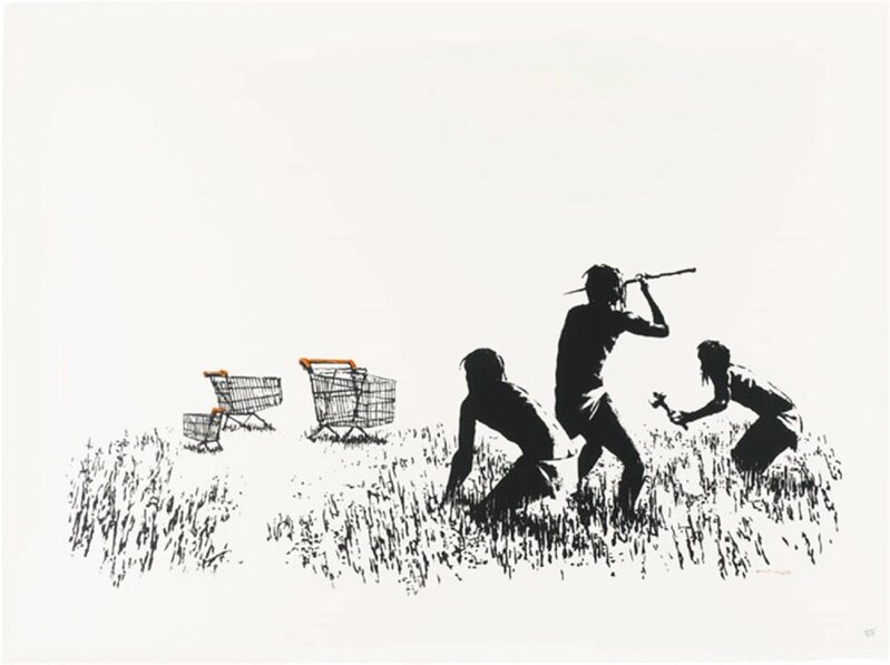 Banksy, ‘Trolley Hunters (Black and White) Signed’, 2006, Print, Screen Print, Colley Ison Gallery