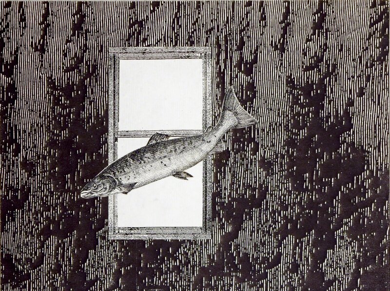 Stacey Steers, ‘Phantom Canyon (fish flying by window)’, ...., Drawing, Collage or other Work on Paper, Collage, Robischon Gallery