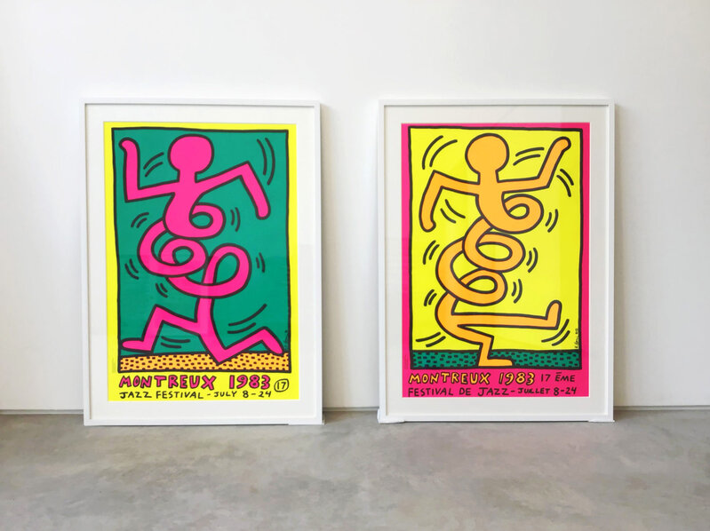 Keith Haring, ‘Montreux Jazz Festival, 1983 (Pink)’, 1983, Print, Lithograph in colours with text, Hang-Up Gallery