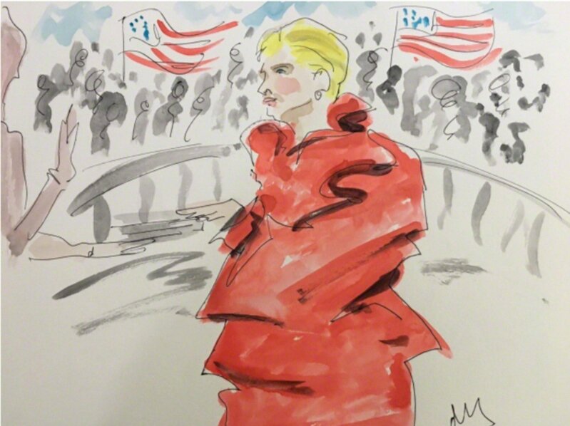 Manuel Santelices, ‘Hillary in Maison Margiela’, 2017, Drawing, Collage or other Work on Paper, Watercolor work on paper, The Art Design Project