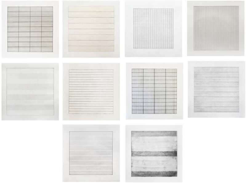 Agnes Martin, ‘Suite of Ten Lithographs from the Stedelijk Portfolio with frames’, 1990, Print, Lithograph on Paper, Turner Carroll Gallery