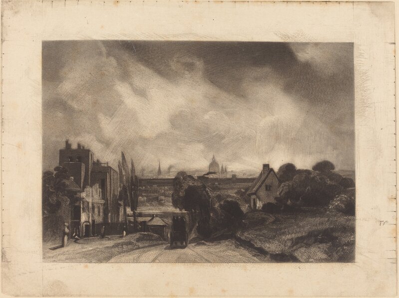 David Lucas after John Constable, ‘Sir Richard Steele's Cottages’, published 1845, Print, Mezzotint [progress proof], National Gallery of Art, Washington, D.C.