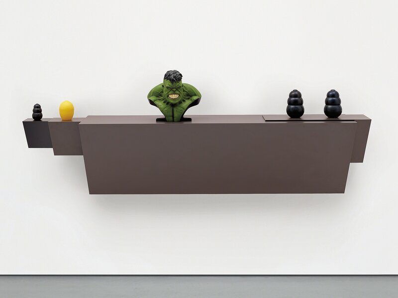 Haim Steinbach, ‘Untitled (Hulk)’, 2009, Sculpture, Laminated wood shelf, rubber, plastic and polystone, Phillips