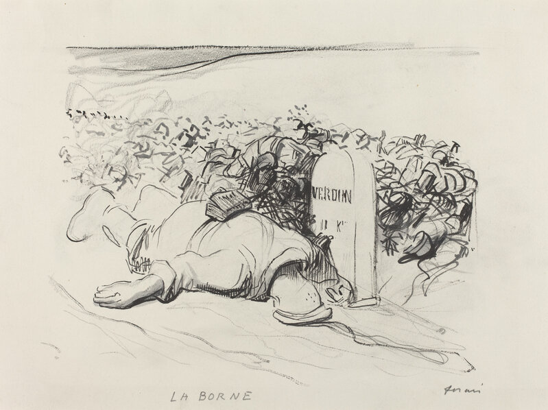 Jean-Louis Forain, ‘La Borne, Verdun’, ca. 1916, Drawing, Collage or other Work on Paper, Black crayon and brush with black and gray ink over graphite on wove paper, National Gallery of Art, Washington, D.C.
