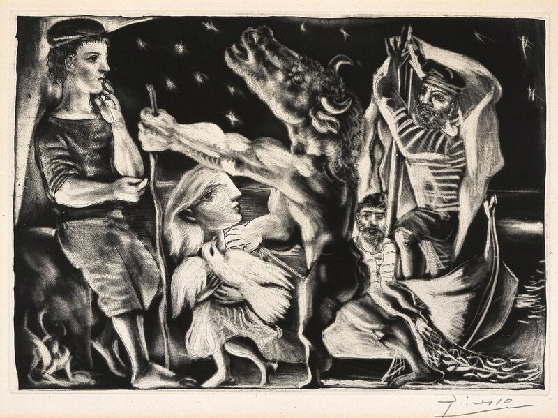 Pablo Picasso, ‘Minotaure aveugle guidé par une fillette dans la nuit [Blind Minotaur Guided by a Young Girl in the Night]’, 1933-1934, Print, Aquatint and Drypoint, Blanton Museum of Art