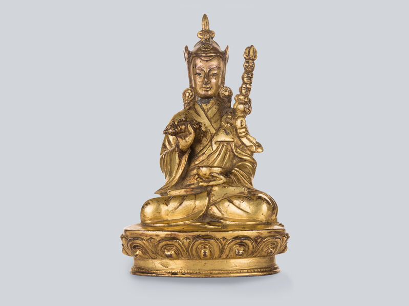 Bronze Sculpture, ‘A Gilt Bronze Figure of Padmasambhava, Tibet 17th Century, 16 cm.’, Sculpture, Arman Antiques Gallery