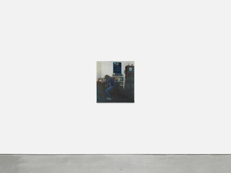 Christian D. Stefanovici, ‘P. am Tisch mit Waldiadventskalender ’, 2018, Painting, Mixed media on canvas, bone glue, pigment, acrylic, oil, PRISKA PASQUER
