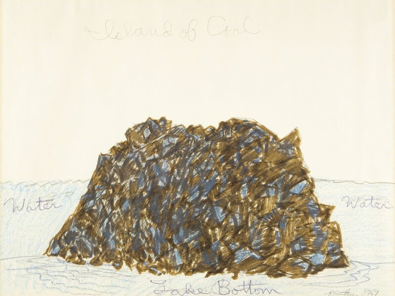 Robert Smithson, ‘Island of Coal’, 1969, Drawing, Collage or other Work on Paper, Crayon, graphite and watercolor on paper, Sotheby's