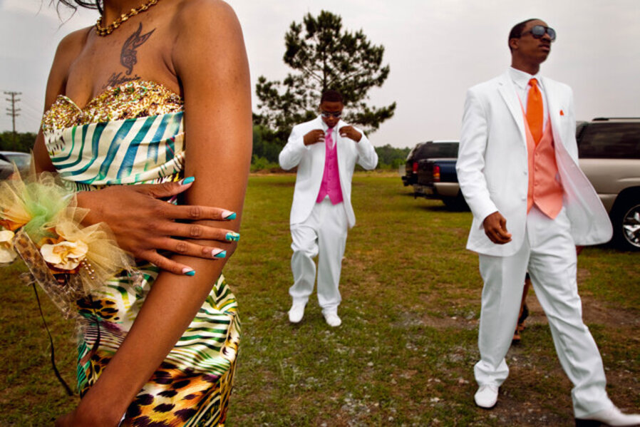 Seniors arriving at the first integrated prom, Lyon, Georgia