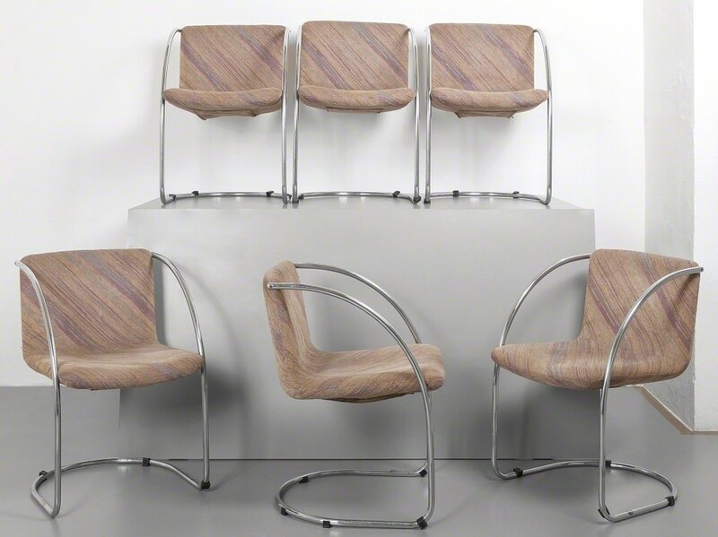 Giovanni Offredi, ‘Six small armchairs for SAPORITI ITALIA 70s.’, Design/Decorative Art, Chromed steel upholstery covered in velvet., Aste Boetto