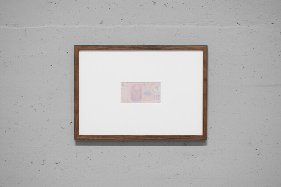 Papel moeda (nota de 50 pesos mexicanos apagado por Marcelo Cidade)