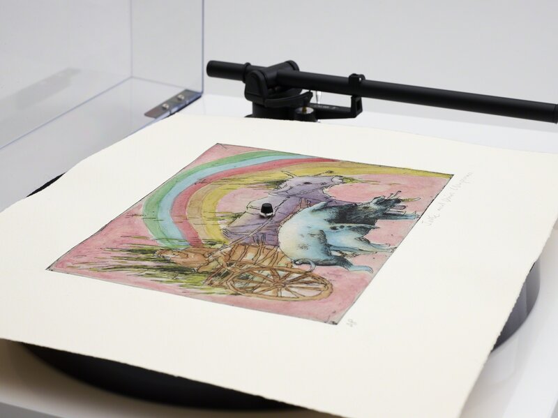 Jake & Dinos Chapman, ‘The wheels on the bus go round and round, round and round, round and round, the wheels on the bus go round and round aaaaaaaaaaaaaaaaaaaaaaaaall daaaaaaaaaaaay long’, 2018, Design/Decorative Art, Hand-colored etching AP on turntable, Secret 7 Benefit Auction