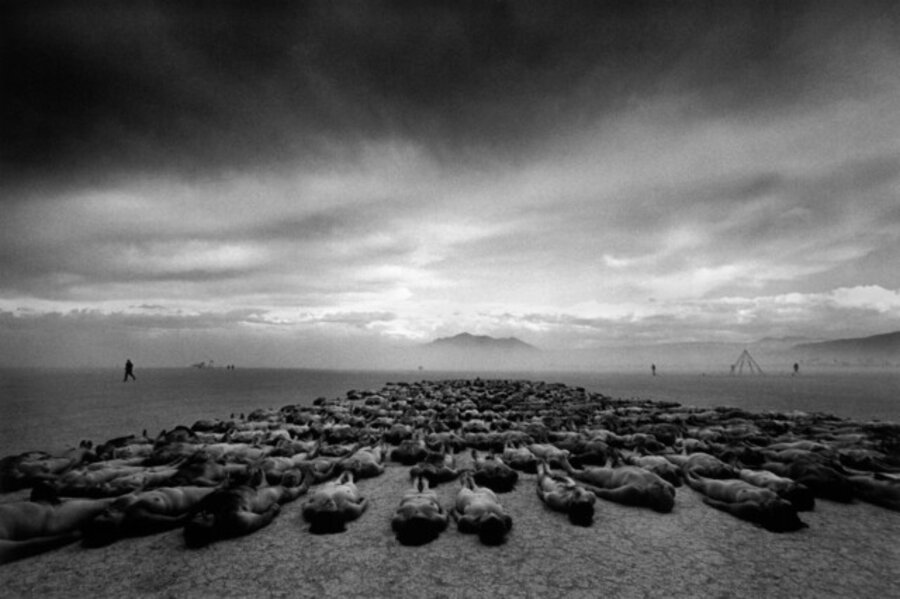 Naked people posing for the photographer Spencer Tunick. Burning Man Festival. Black Rock City, Nevada, USA
