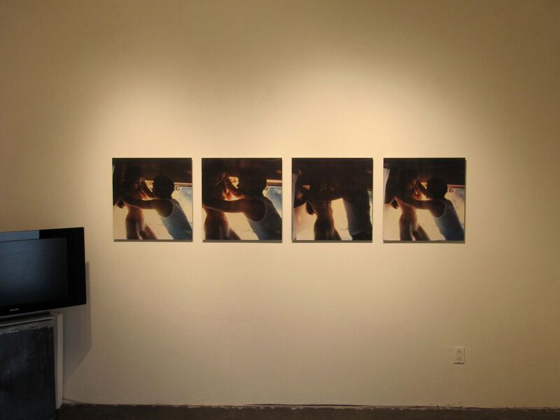 Stefanie Schneider, ‘Love Scene against the Wall (Sidewinder) analog and mounted, based on 4 Polaroids’, 2005, Photography, 4 Analog C-Prints, hand-printed by the artist on Fuji Crystal Archive Paper, based on a 4 original SX-70 Polaroids, mounted on Aluminum with matte UV-Protection, Instantdreams