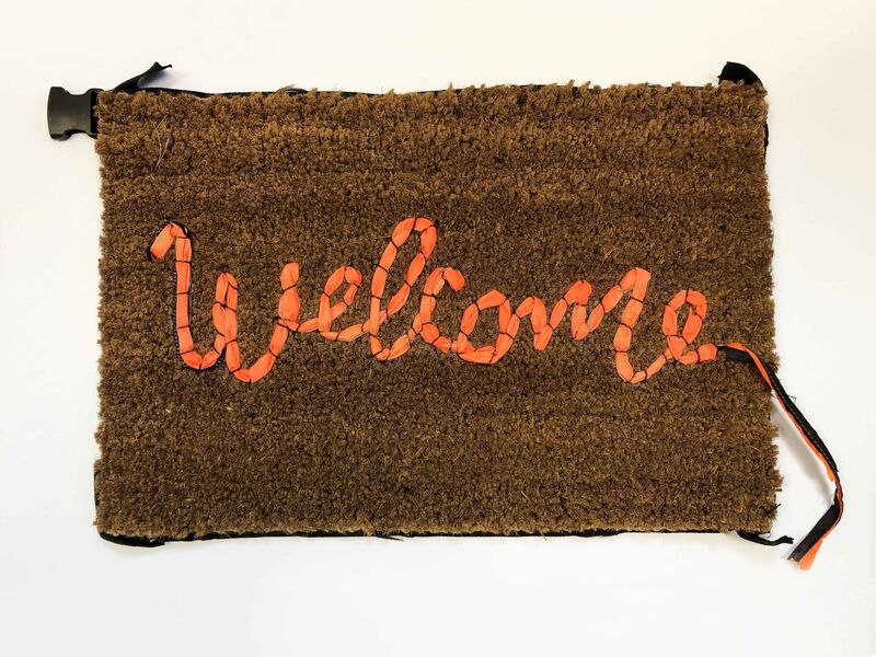 Banksy, ‘Welcome Mat’, 2019, Mixed Media, Hand-stitched welcome mat using the fabric from life vests abandoned on the beaches of the Mediterranean, Lougher Contemporary Gallery Auction