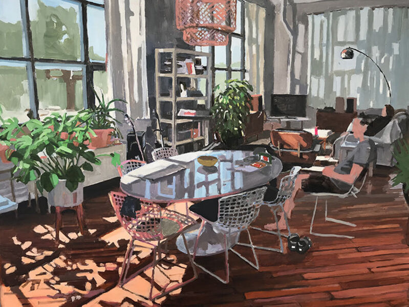 Aaron Hauck, ‘Afternoon Living Room with Figures’, 2018, Painting, Oil on panel, Deep Space Gallery