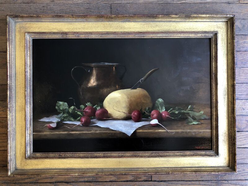 Sarah Lamb, ‘Radishes and Amish Rolled Butter’, 2019, Painting, Oil on canvas, Grenning Gallery