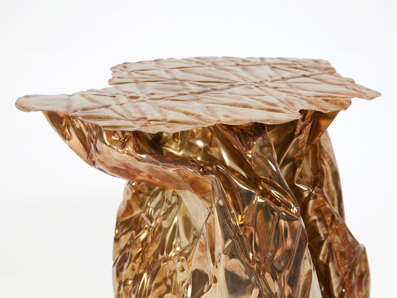 Christopher Prinz, ‘Wrinkled Side Table’, 2018, Design/Decorative Art, Brass plated steel, Patrick Parrish Gallery